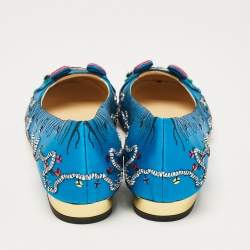 Charlotte Olympia Blue Satin Crouching Tiger Ballet Flats Size 36