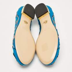Charlotte Olympia Blue Satin Crouching Tiger Ballet Flats Size 36