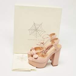 Charlotte Olympia Pink Leather Austin Platform Sandals Size 37