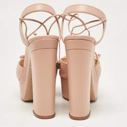 Charlotte Olympia Pink Leather Austin Platform Sandals Size 37