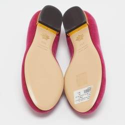 Charlotte Olympia Pink Velvet Knot A Kitty Ballet Flats Size 35.5