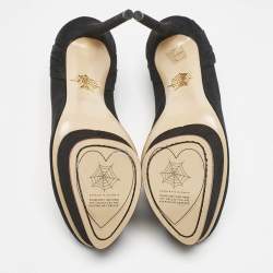 Charlotte Olympia Black Suede Dolly Platform Pumps Size 41