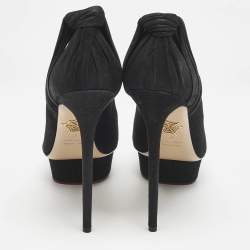 Charlotte Olympia Black Suede Dolly Platform Pumps Size 41