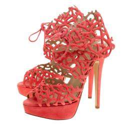 Charlotte Olympia Coral Laser Cut Suede Goodness Gracious Reef Platform Sandals Size 39
