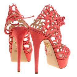 Charlotte Olympia Coral Laser Cut Suede Goodness Gracious Reef Platform Sandals Size 39