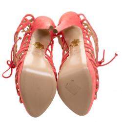 Charlotte Olympia Coral Laser Cut Suede Goodness Gracious Reef Platform Sandals Size 39