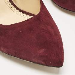 Charlotte Olympia Burgundy Suede Pointed Toe Pumps Size 37.5
