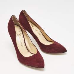 Charlotte Olympia Burgundy Suede Pointed Toe Pumps Size 37.5