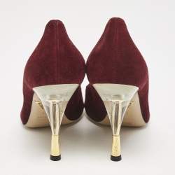 Charlotte Olympia Burgundy Suede Pointed Toe Pumps Size 37.5