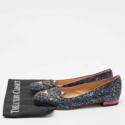 Charlotte Olympia Multicolor Glitter Cat Ballet Flats Size 37.5