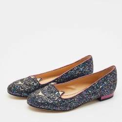 Charlotte Olympia Multicolor Glitter Cat Ballet Flats Size 37.5