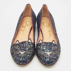 Charlotte Olympia Multicolor Glitter Cat Ballet Flats Size 37.5