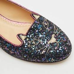 Charlotte Olympia Multicolor Glitter Cat Ballet Flats Size 37.5