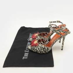 Charlotte Olympia Zebra Print Python Embossed Leather Izzy Gone Wild Ankle Strap Sandals Size 38.5