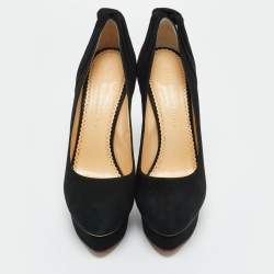 Pre Owned Charlotte Olympia Black Suede Eccentric Josephine Platform Pumps Size 41
