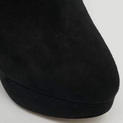 Pre Owned Charlotte Olympia Black Suede Ankle Length Boots Size 36