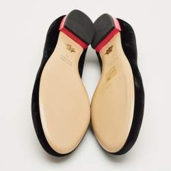 Pre Owned Charlotte Olympia Black/Pink Velvet Kitty Ballet Flats Size 40