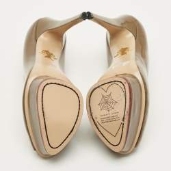 Pre Owned Charlotte Olympia Dolly Size 40 Green Patent Leather Platform Pumps