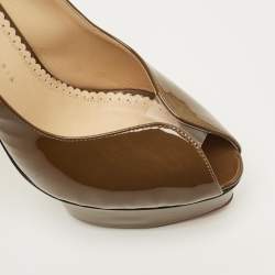 Pre Owned Charlotte Olympia Dolly Size 40 Green Patent Leather Platform Pumps