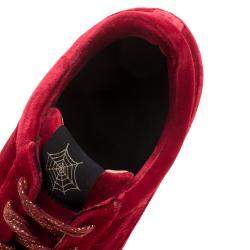 Charlotte Olympia Red Velvet Work It Web Sneakers Size 40