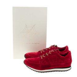 Charlotte Olympia Red Velvet Work It Web Sneakers Size 40