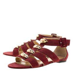 Charlotte Olympia Red Suede One More Kiss Sandals Size 36
