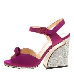 Charlotte Olympia Magenta Satin Vega Peep Toe Ankle Strap Sandals Size 40