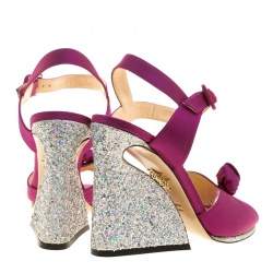 Charlotte Olympia Magenta Satin Vega Peep Toe Ankle Strap Sandals Size 40