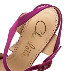 Charlotte Olympia Magenta Satin Vega Peep Toe Ankle Strap Sandals Size 40