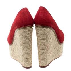 Pre Owned حذاء كعب روكي عالي شارلوت اوليمبيا كارمين نعل سميك سباديل كانفاس أسود مقاس 41