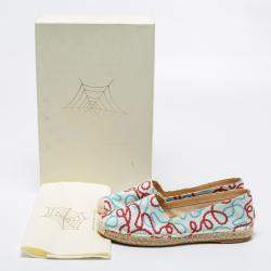  Charlotte Olympia Tricolor Printed Fabric Esme Espadrilles Size 38