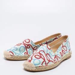  Charlotte Olympia Tricolor Printed Fabric Esme Espadrilles Size 38