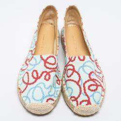  Charlotte Olympia Tricolor Printed Fabric Esme Espadrilles Size 38