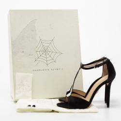 Charlotte Olympia Monochrome Satin Skeleton T Strap Sandals Size 36.5