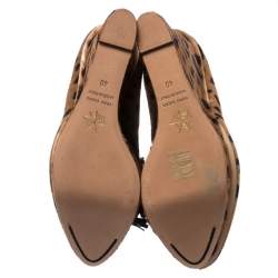 Pre Owned Charlotte Olympia Two Tone Pony Hair Wedges Platform Oxfords Size 40