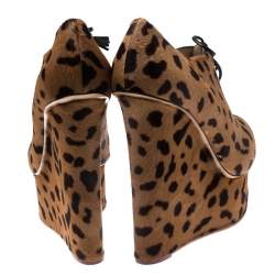 Pre Owned Charlotte Olympia Two Tone Pony Hair Wedges Platform Oxfords Size 40