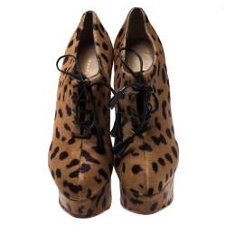 Pre Owned Charlotte Olympia Two Tone Pony Hair Wedges Platform Oxfords Size 40