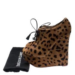 Pre Owned Charlotte Olympia Two Tone Pony Hair Wedges Platform Oxfords Size 40