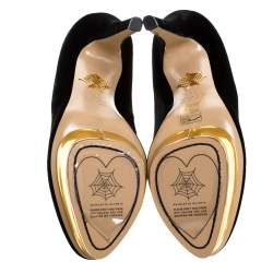 مملوكة مسبقًا Charlotte Olympia Black Velvet Dolly Platform Pumps Size 41