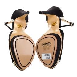 Charlotte Olympia Black/White Satin Masquerade Ankle Strap Platform Sandals Size 39
