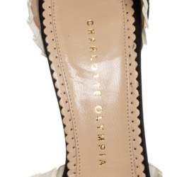 Charlotte Olympia Black/White Satin Masquerade Ankle Strap Platform Sandals Size 39