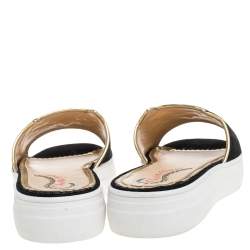 Charlotte Olympia Black Velvet Kitty Slide Platform Sandals Size 40