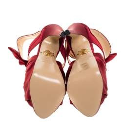 مملوكة مسبقًا صندل شارلوت أوليمبيا نعل سميك عقدة أندريا ساتان أحمر مقاس 35