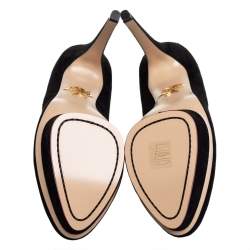 Pre Owned Charlotte Olympia Black Suede Dolly Platform Pumps Size 40