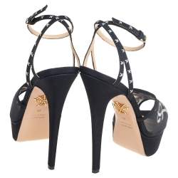 Charlotte Olympia Black Mesh and Fabric Paris Platform Sandals Size 40