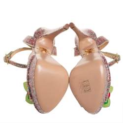 مملوكة مسبقًا صندل شارلوت أوليمبيا سابرينا غليتر متعدد الألوان شيري ليف نعل سميك بحزام للكاحل مقاس 35.5