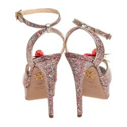 مملوكة مسبقًا صندل شارلوت أوليمبيا سابرينا غليتر متعدد الألوان شيري ليف نعل سميك بحزام للكاحل مقاس 35.5