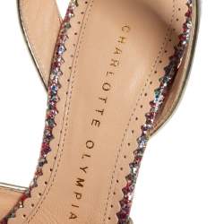 مملوكة مسبقًا صندل شارلوت أوليمبيا سابرينا غليتر متعدد الألوان شيري ليف نعل سميك بحزام للكاحل مقاس 35.5