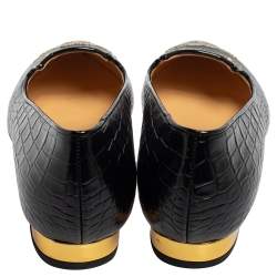 Pre Owned حذاء فلات شارلوت اوليمبيا كيتي جلد أسود مقاس 40.5