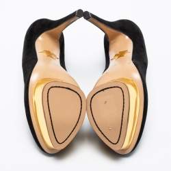 Pre Owned حذاء كعب عالي شارلوت أوليمبيا دوللي سويدي أسود نعل سميك مقاس 38